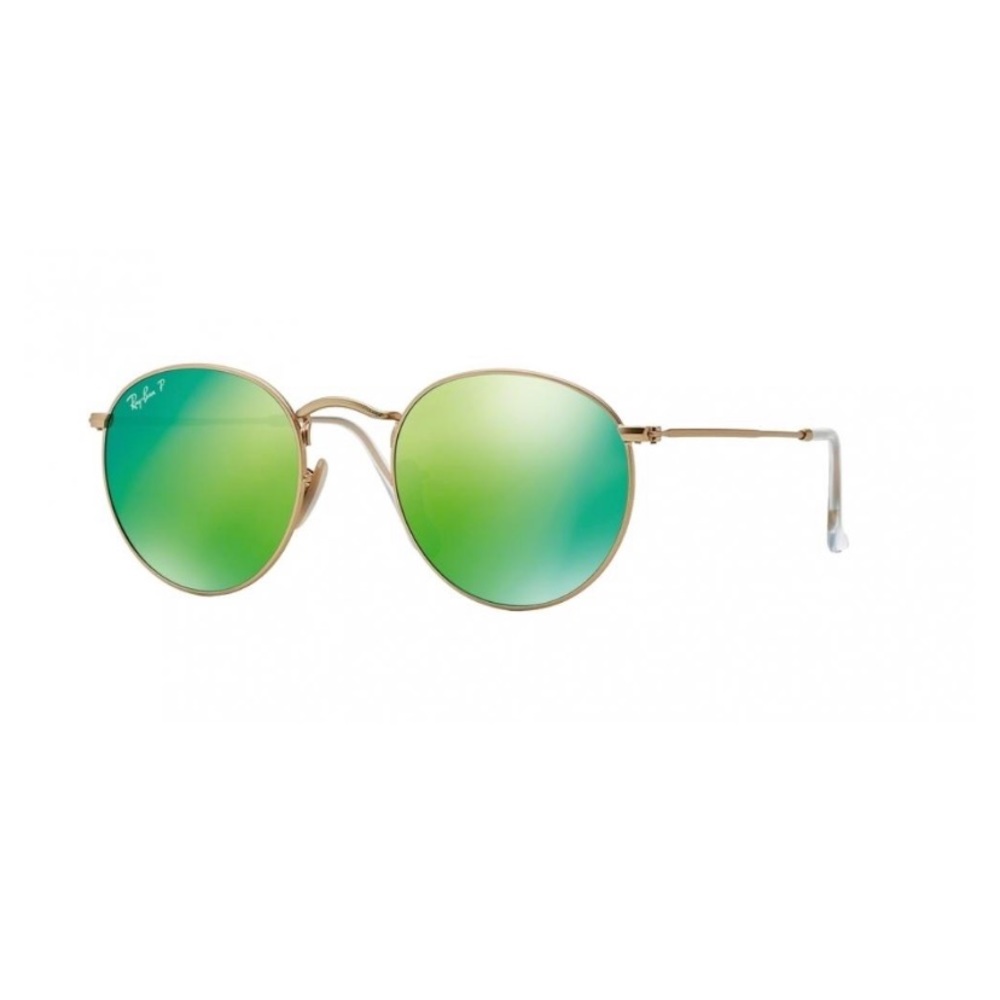 Ray-Ban PolarizedRound Gold Metal Green Reflective